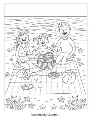 Plaj boyama sayfası – yaratıcılığı geliştirir, keyifli zaman