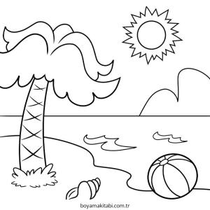 Plaj boyama sayfası – sevimli karakter, sanatsal çalışma