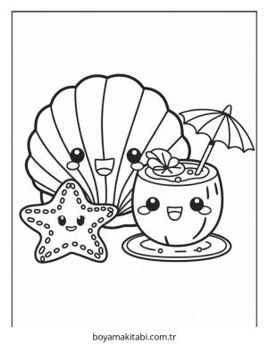 Plaj boyama sayfası – evde etkinlik, ücretsiz yazdır