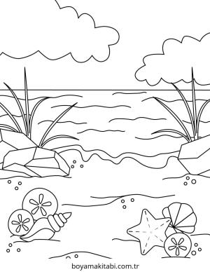 Plaj boyama sayfası – yaratıcılık, eğlenceli etkinlik