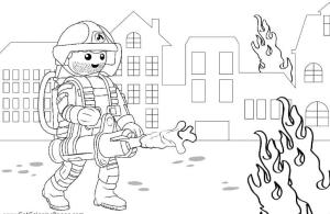 Playmobil boyama sayfası,  coloring page, Playmobil İtfaiyecisini çiz, 