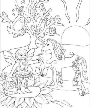 Playmobil boyama sayfası,  coloring page, Playmobil Peri ve Tekboynuz çiz, 