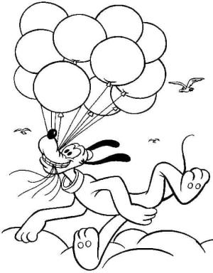 Pluto (Disney) boyama sayfası,  coloring page, Balonlu Pluto, 