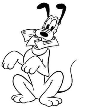 Pluto (Disney) boyama sayfası,  coloring page, Pluto Mektupları Tutuyor, 