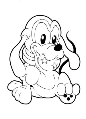 Pluto (Disney) boyama sayfası,  coloring page, Bebek Pluto ve Top, 