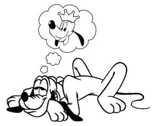 Pluto (Disney) boyama sayfası,  coloring page, Pluto Rüya Görüyor, 