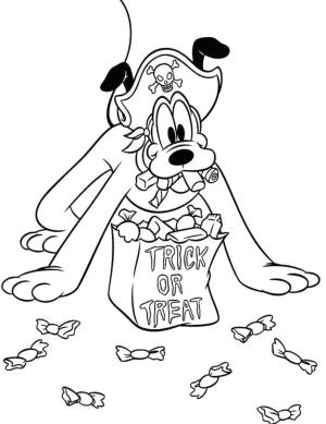 Pluto (Disney) boyama sayfası,  coloring page, Korsan Kostümü ve Şeker Çantasıyla Pluto, 