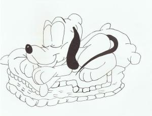 Pluto (Disney) boyama sayfası,  coloring page, Bebek Pluto Uyuyor, 