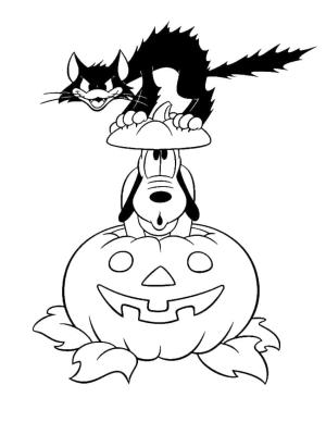 Pluto (Disney) boyama sayfası,  coloring page, Pluto ve Kara Kedi Disney Cadılar Bayramı, 