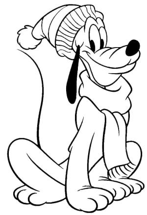 Pluto (Disney) boyama sayfası,  coloring page, Kışın Pluto, 