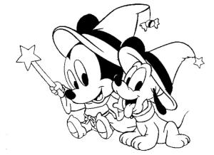 Pluto (Disney) boyama sayfası,  coloring page, Bebek Mickey ve Pluto Disney Cadılar Bayramı, 