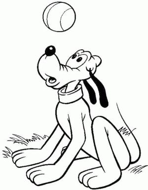 Pluto (Disney) boyama sayfası,  coloring page, Pluto ve Bir Top, 