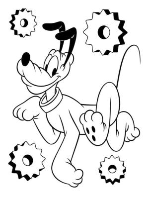 Pluto (Disney) boyama sayfası,  coloring page, Gülümseyen Pluto, 