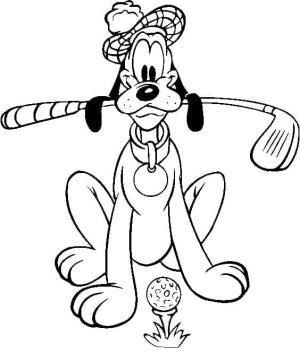 Pluto (Disney) boyama sayfası,  coloring page, Pluto Golf Oynuyor, 