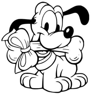 Pluto (Disney) boyama sayfası,  coloring page, Kemikli Bebek Pluto, 