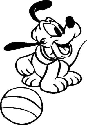 Pluto (Disney) boyama sayfası,  coloring page, Bebek Pluto ve Bir Top, 