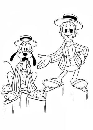 Pluto (Disney) boyama sayfası,  coloring page, Pluto ve Donald Duck Buzda, 