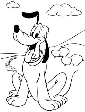 Pluto (Disney) boyama sayfası,  coloring page, Pluto Mutlu, 