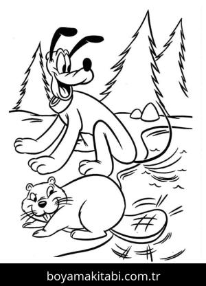 Pluto boyama sayfası – çizgi film temalı, basit çizim