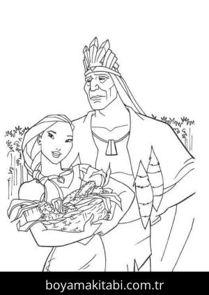 Pocahontas boyama sayfası – boyama çalışması, yaratıcılığı geliştirir