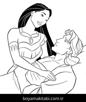 Pocahontas boyama sayfası – okul öncesi, evde etkinlik