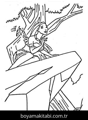 Pocahontas boyama sayfası – basit çizim, kolay boyama