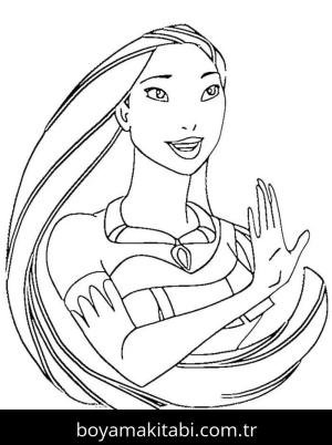 Pocahontas boyama sayfası – eğlenceli etkinlik, el becerilerini geliştirir