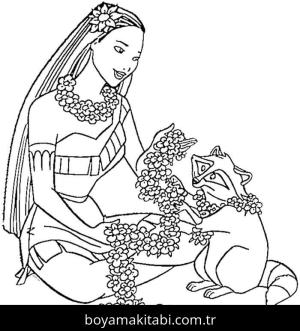 Pocahontas boyama sayfası – PDF indir, sevimli karakter