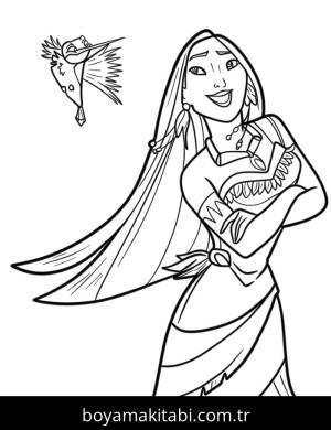 Pocahontas boyama sayfası – boyama etkinliği, çocuk aktivitesi