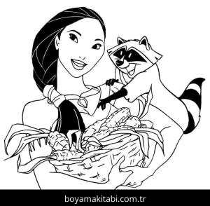 Pocahontas boyama sayfası – PDF indir, sevimli karakter