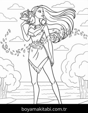 Pocahontas boyama sayfası – çocuklar için, çizgi film temalı