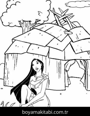 Pocahontas boyama sayfası – sanatsal çalışma, çocuklar için