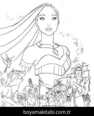 Pocahontas boyama sayfası – sanatsal çalışma, çocuklar için