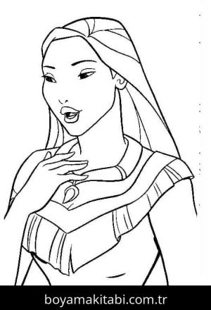 Pocahontas boyama sayfası – okul öncesi, evde etkinlik
