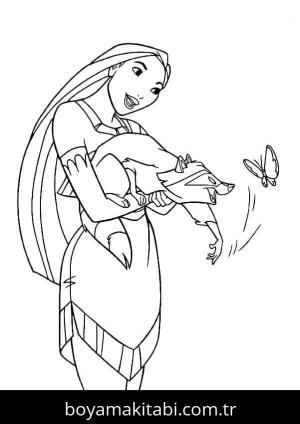 Pocahontas boyama sayfası – el becerilerini geliştirir, boyama çalışması