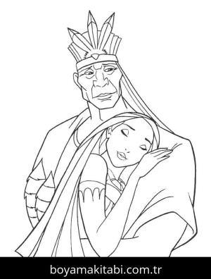 Pocahontas boyama sayfası – eğitici aktivite, yaratıcılık