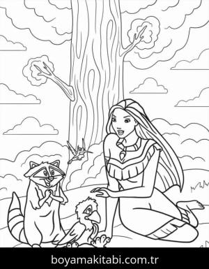 Pocahontas boyama sayfası – boyama çalışması, yaratıcılığı geliştirir
