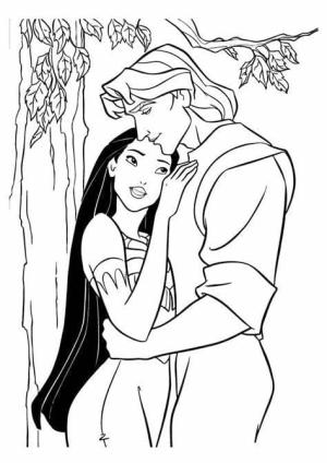 Pocahontas boyama sayfası,  coloring page, Pocahontas ve John Smith, 