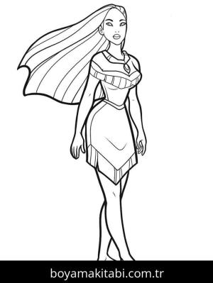 Pocahontas boyama sayfası – eğlenceli etkinlik, el becerilerini geliştirir