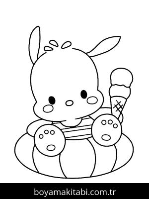 Pochacco boyama sayfası – çizgi film temalı, basit çizim