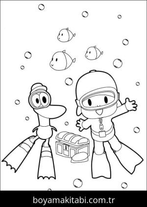 Pocoyo boyama sayfası – sanatsal çalışma, çocuklar için