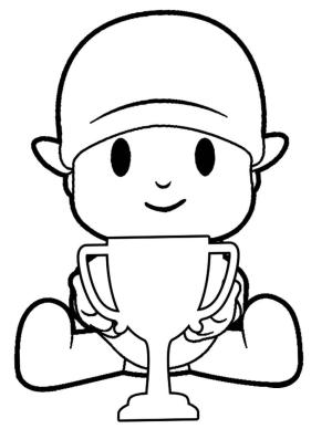 Pocoyo boyama sayfası,  coloring page, Kupayla Oturan Pocoyo, 