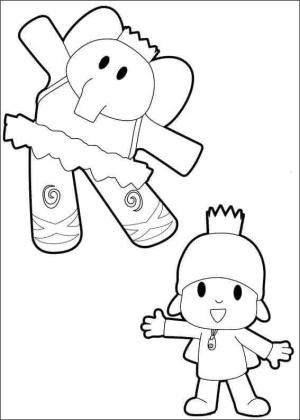 Pocoyo boyama sayfası,  coloring page, Elly ve Pocoyo Dansı, 