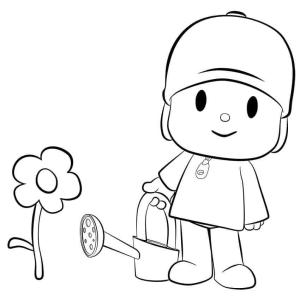 Pocoyo boyama sayfası,  coloring page, Bitkileri Sulayan Pocoyo, 