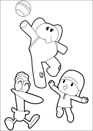 Pocoyo boyama sayfası,  coloring page, Pocoyo ve Arkadaşları Top ile Oynar, 