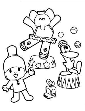 Pocoyo boyama sayfası,  coloring page, Pocoyo ve Arkadaşlar Sirk Performansı, 