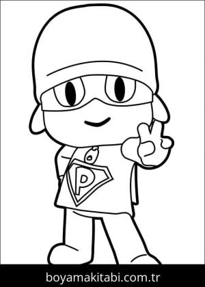 Pocoyo boyama sayfası – sevimli karakter, sanatsal çalışma