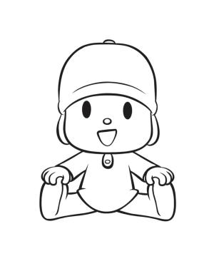 Pocoyo boyama sayfası,  coloring page, Eğlenceli Pocoyo Oturma, 