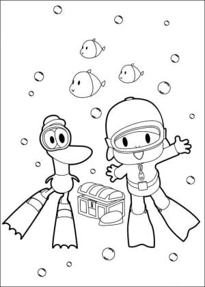 Pocoyo boyama sayfası,  coloring page, Denizde Pocoyo ve Pato, 