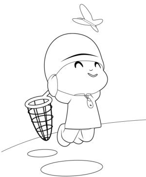 Pocoyo boyama sayfası,  coloring page, Pocoyo Kelebek Yakalamak, 